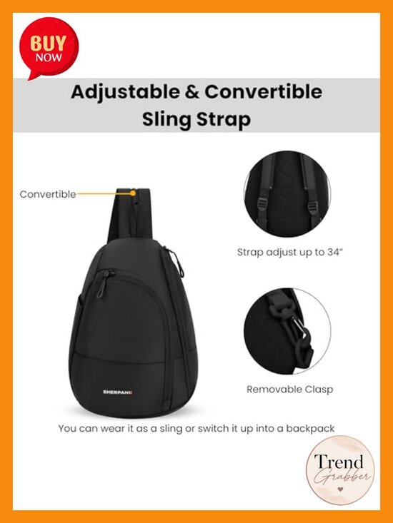 8L Sling Crossbody Backpack 2-in-1 Convertible Travel Daypack Water Resistant main image 6